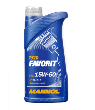 7510 Favorit 15W-50 1L, 1134, масло полусинтетическое, Mannol